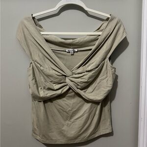 Reformation Ezylnn Sage Green Twist Front Blouse